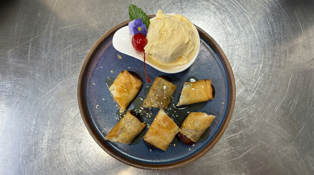 Fried Banana with Ice Cream.